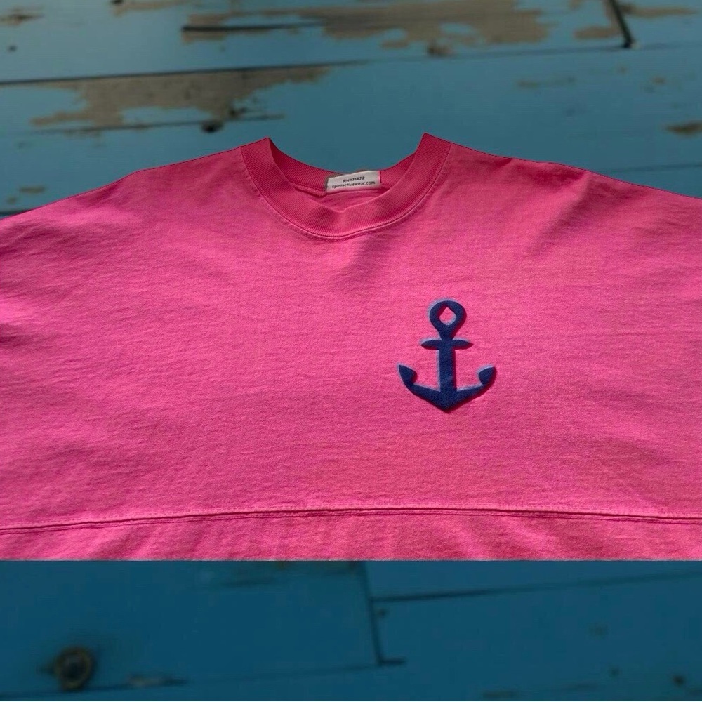 Spirit jersey - Anchored in the South Oversized Cotton Coastal Style Size M pink - Picture 5 of 12